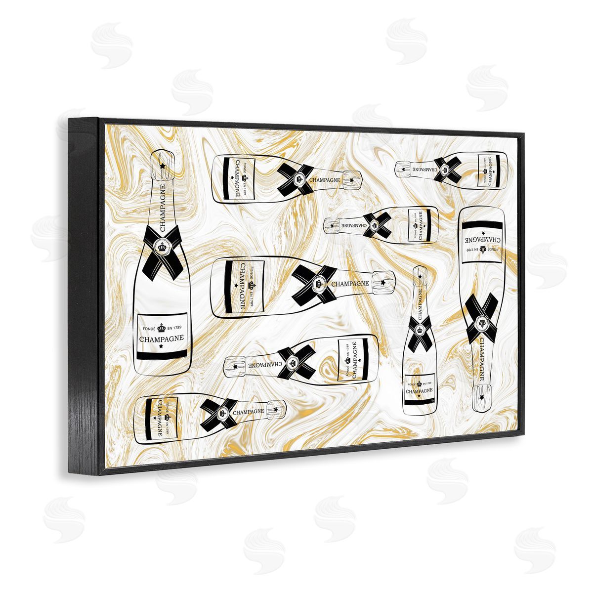 Martina Pavlova Gold Streaked Champagne Black Framed Giclee Wall Art Print