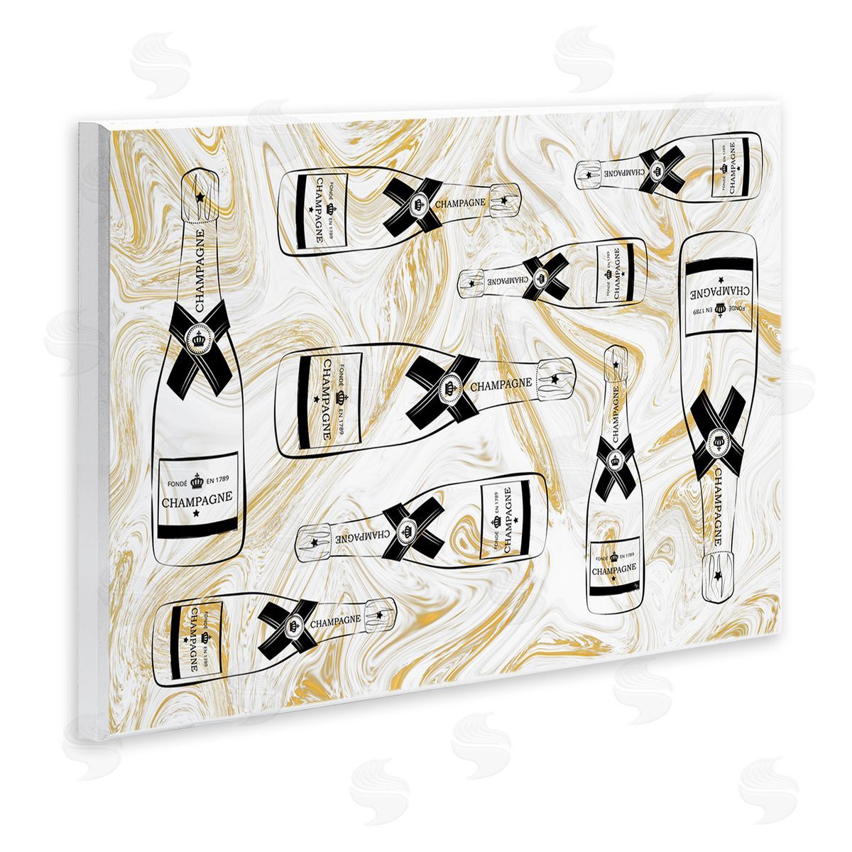 Martina Pavlova Gold Streaked Champagne Wooden Wall Plaque Art Print