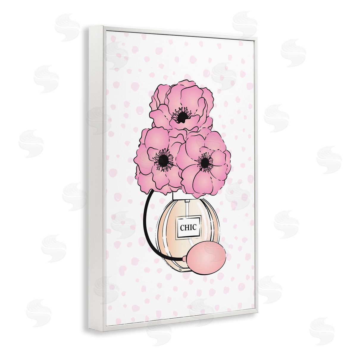 Pink Florals in Perfume White Frame Print Wall Art, Home Decor by Martina Pavlova