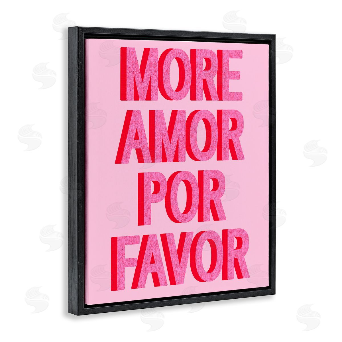Pink More Amor Black Floating Frame Canvas Wall Art, Home Decor by Stupell Studio