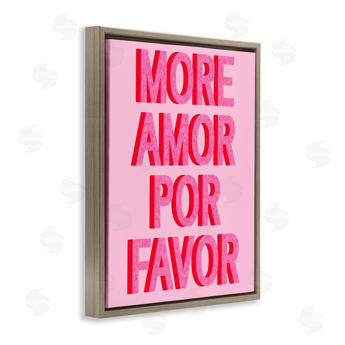 Pink More Amor Brown Floating Frame Canvas Wall Art, Home Decor by Stupell Studio