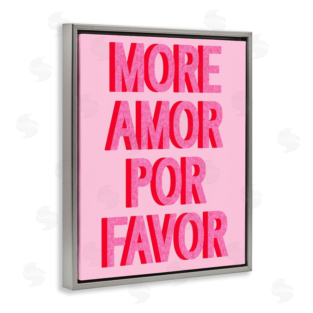 Pink More Amor Grey Floating Frame Canvas Wall Art, Home Decor by Stupell Studio