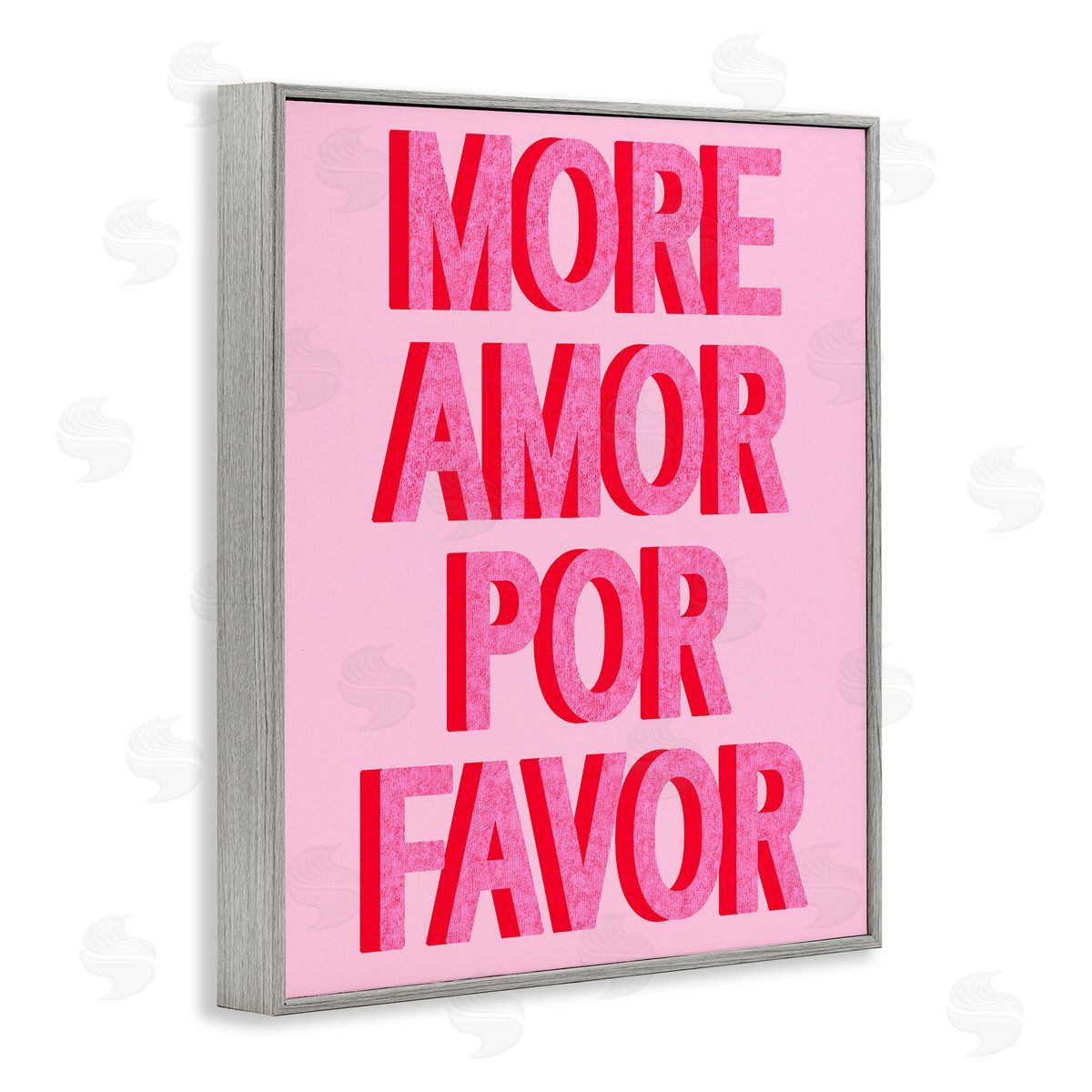 Pink More Amor Grey Frame Print Wall Art, Home Decor by Stupell Studio