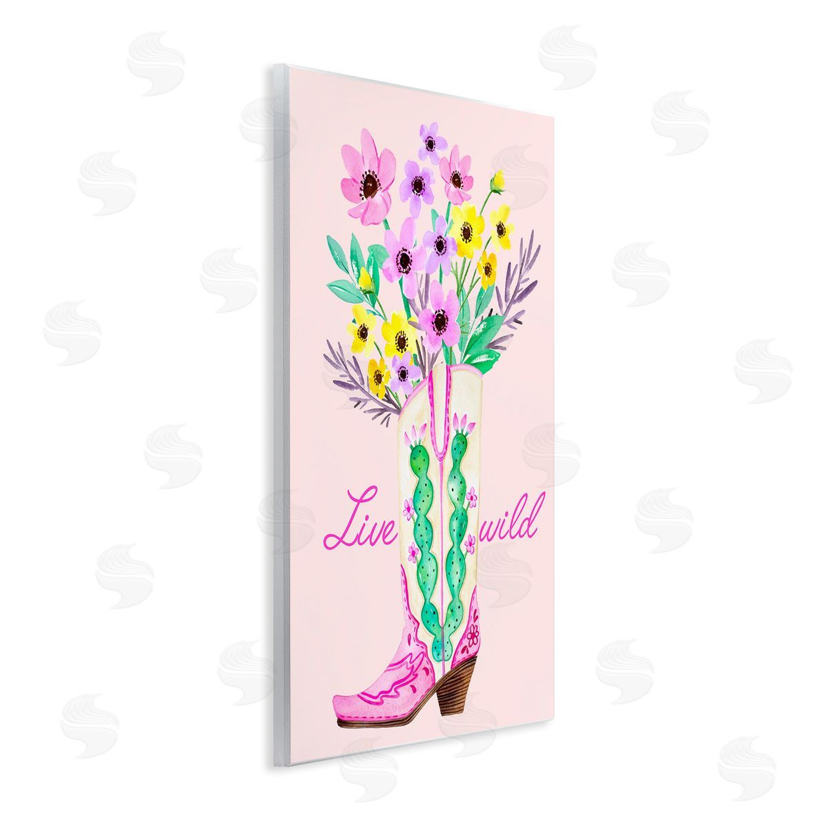Live Wild Cowgirl Boot Wood Plaque Wall Art, Home Decor by Enya Todd