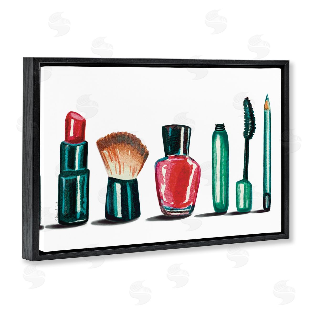 Elizabeth Tyndall Makeup Tools & Brushes Black Floating Frame Canvas Wall Art Print
