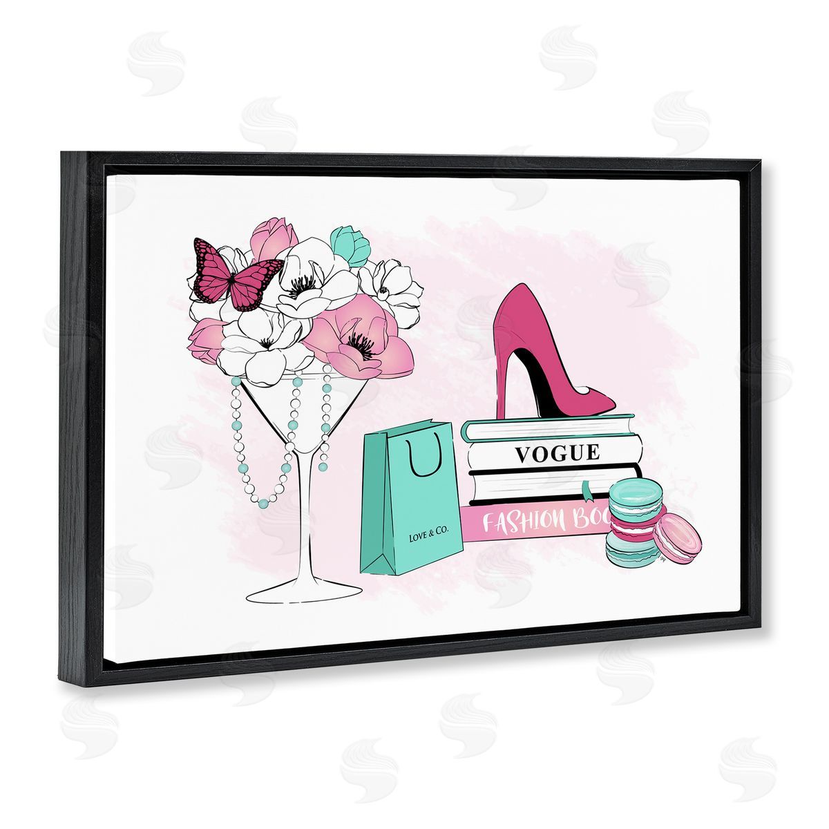 Martina Pavlova Fashion Books Scene Black Floating Frame Canvas Wall Art Print