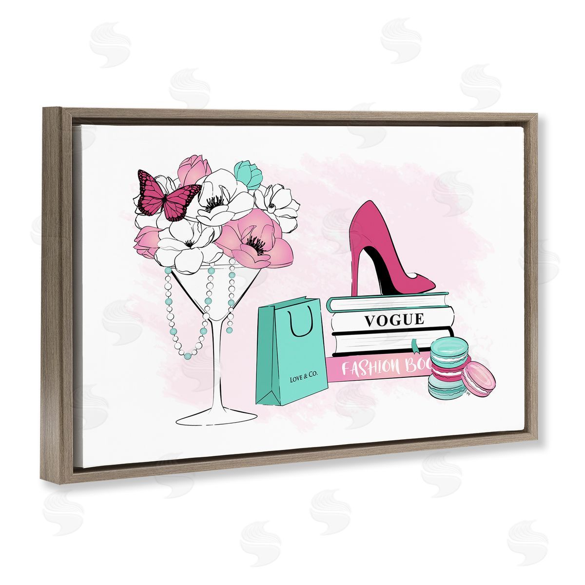 Martina Pavlova Fashion Books Scene Brown Floating Frame Canvas Wall Art Print
