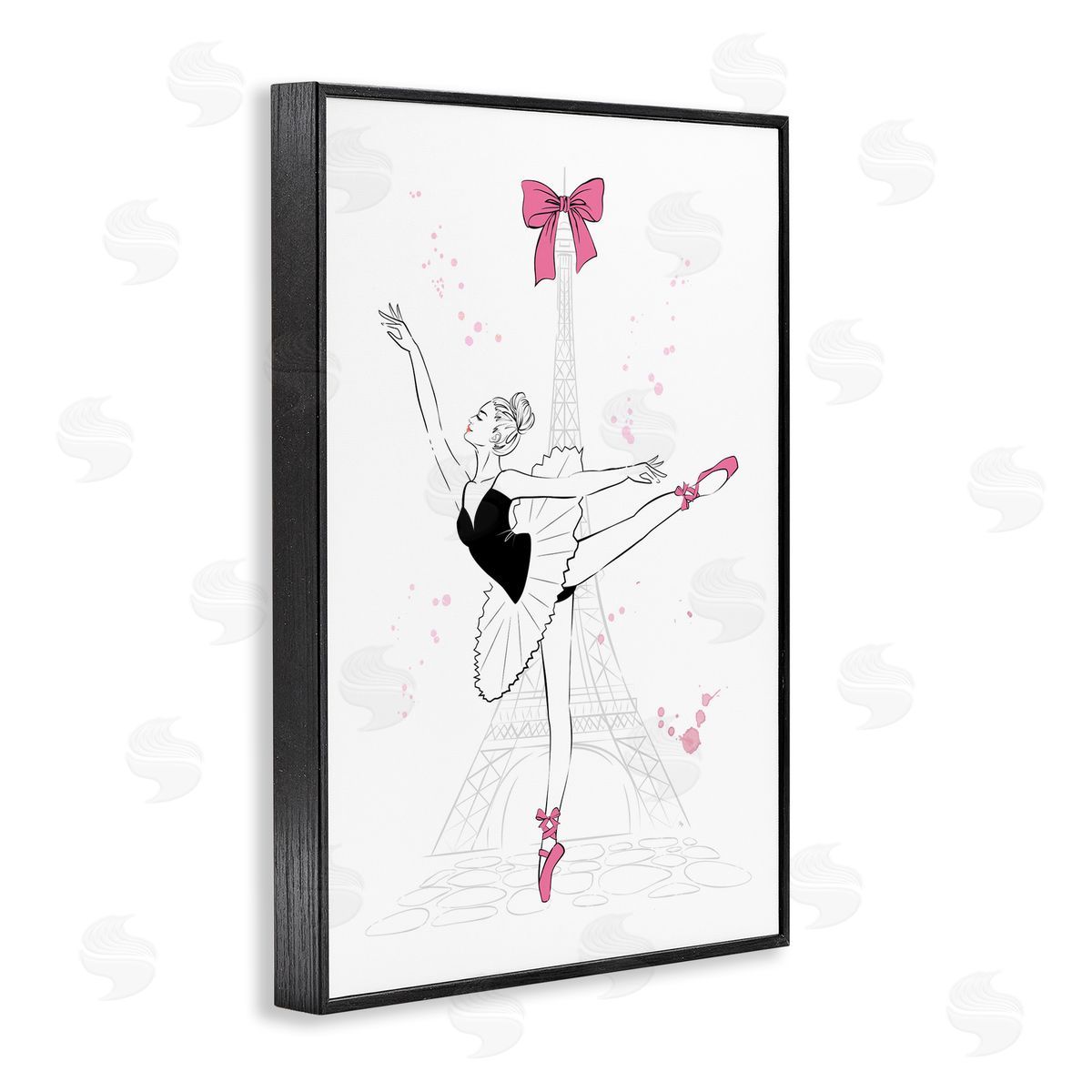 Ballerina and Eiffel Tower Black Frame Print Wall Art, Home Decor by Martina Pavlova