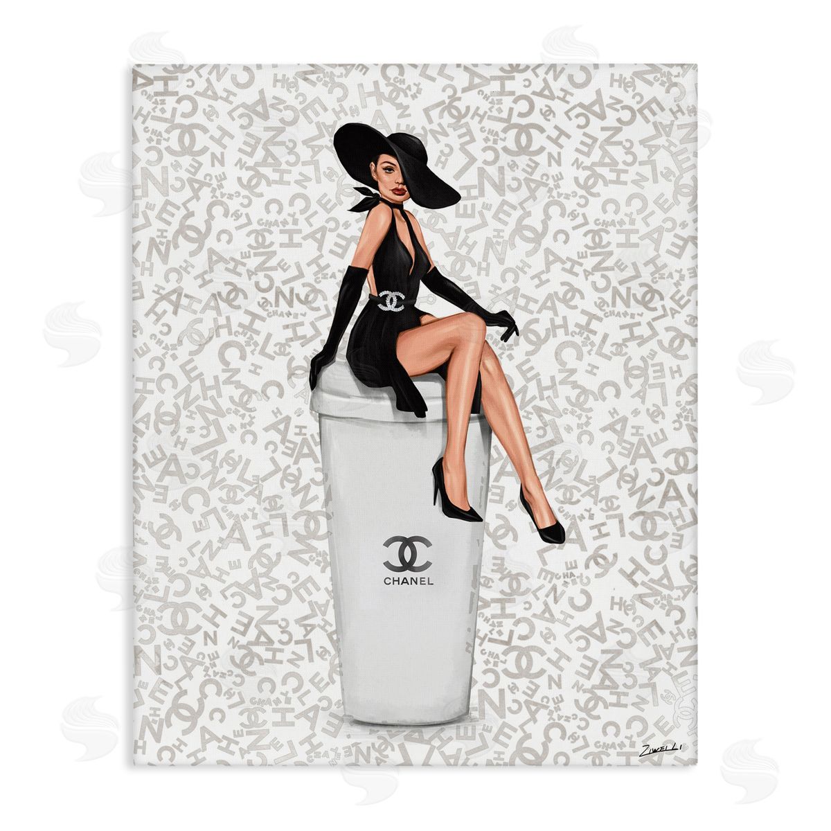 Lavish Woman and Coffee Canvas Wall Art, Home Decor by Ziwei Li