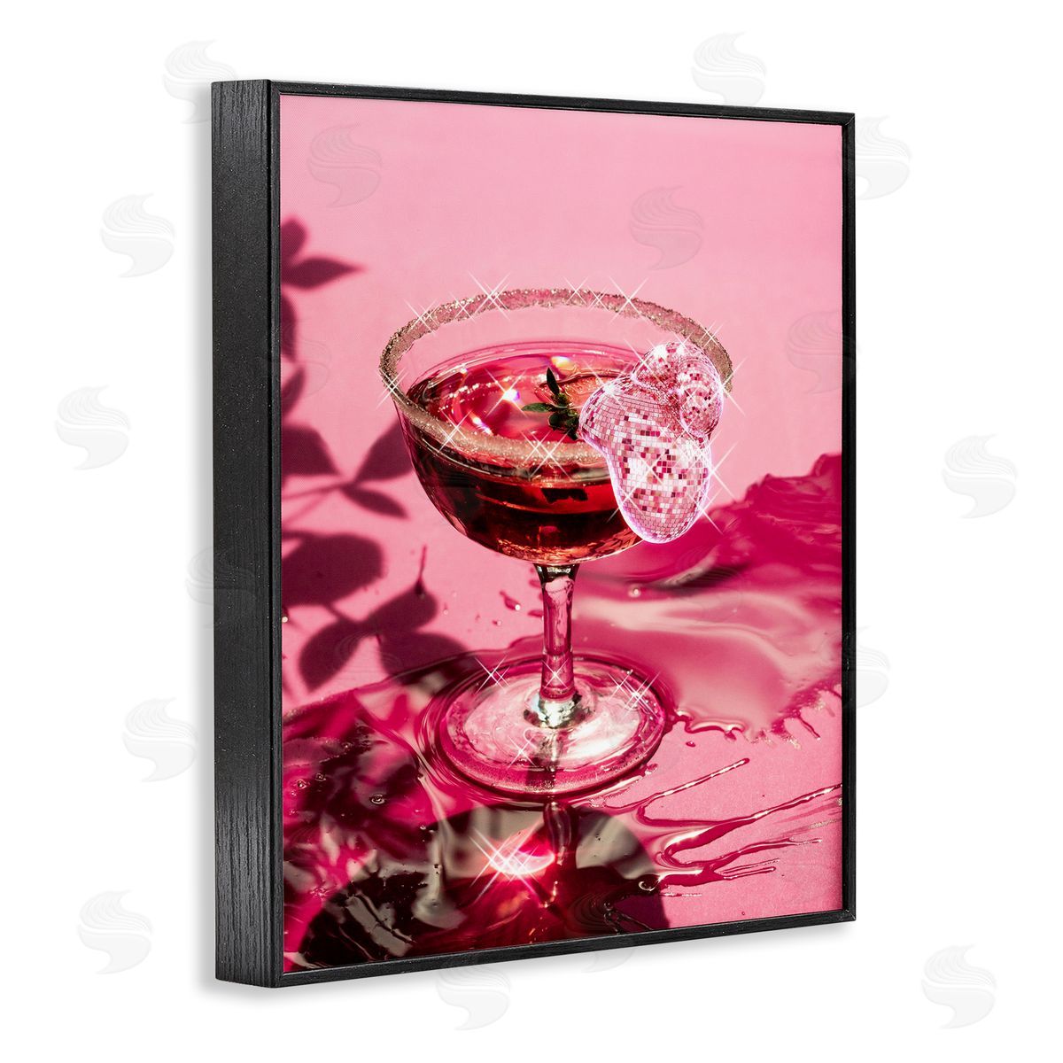 Pink Glimmering Drink Black Frame Print Wall Art, Home Decor by Ziwei Li