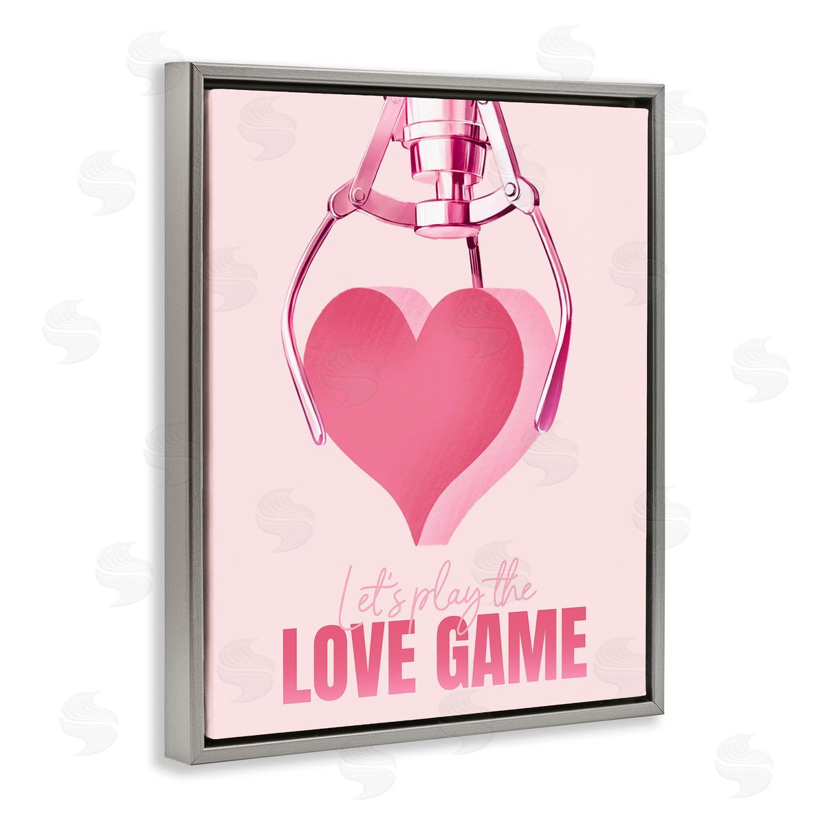 Ziwei Li Love Game with Heart Gray Floating Frame Canvas Wall Art Print