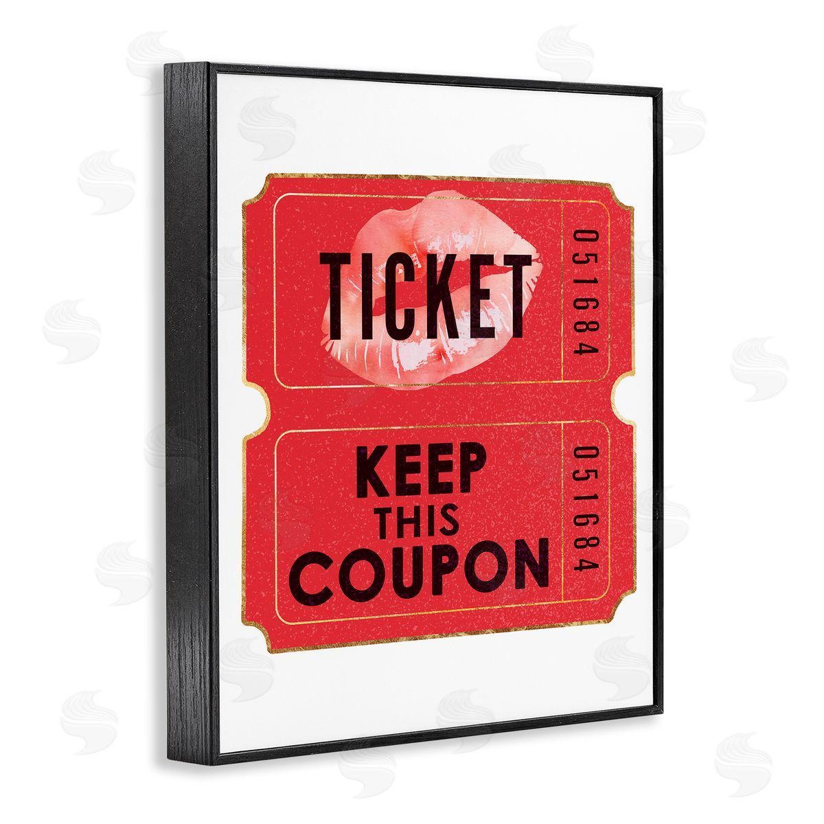 Glam Kiss Ticket Black Frame Print Wall Art, Home Decor by Ziwei Li