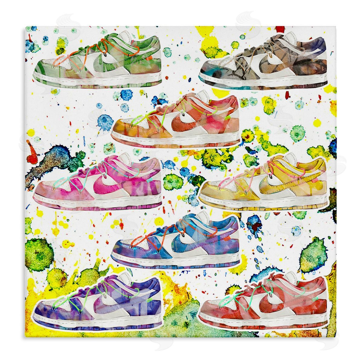 Paint Splatter Sneakers Canvas Wall Art, Home Decor by Ziwei Li