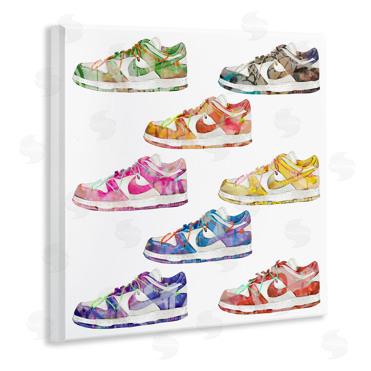 Modern Rainbow Sneakers Wood Plaque Wall Art, Home Decor by Ziwei Li