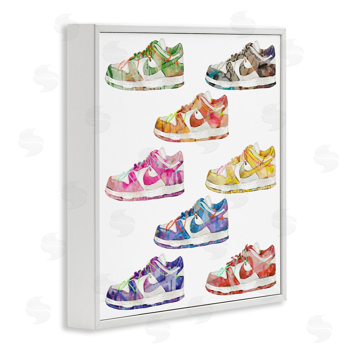 Modern Rainbow Sneakers White Frame Print Wall Art, Home Decor by Ziwei Li