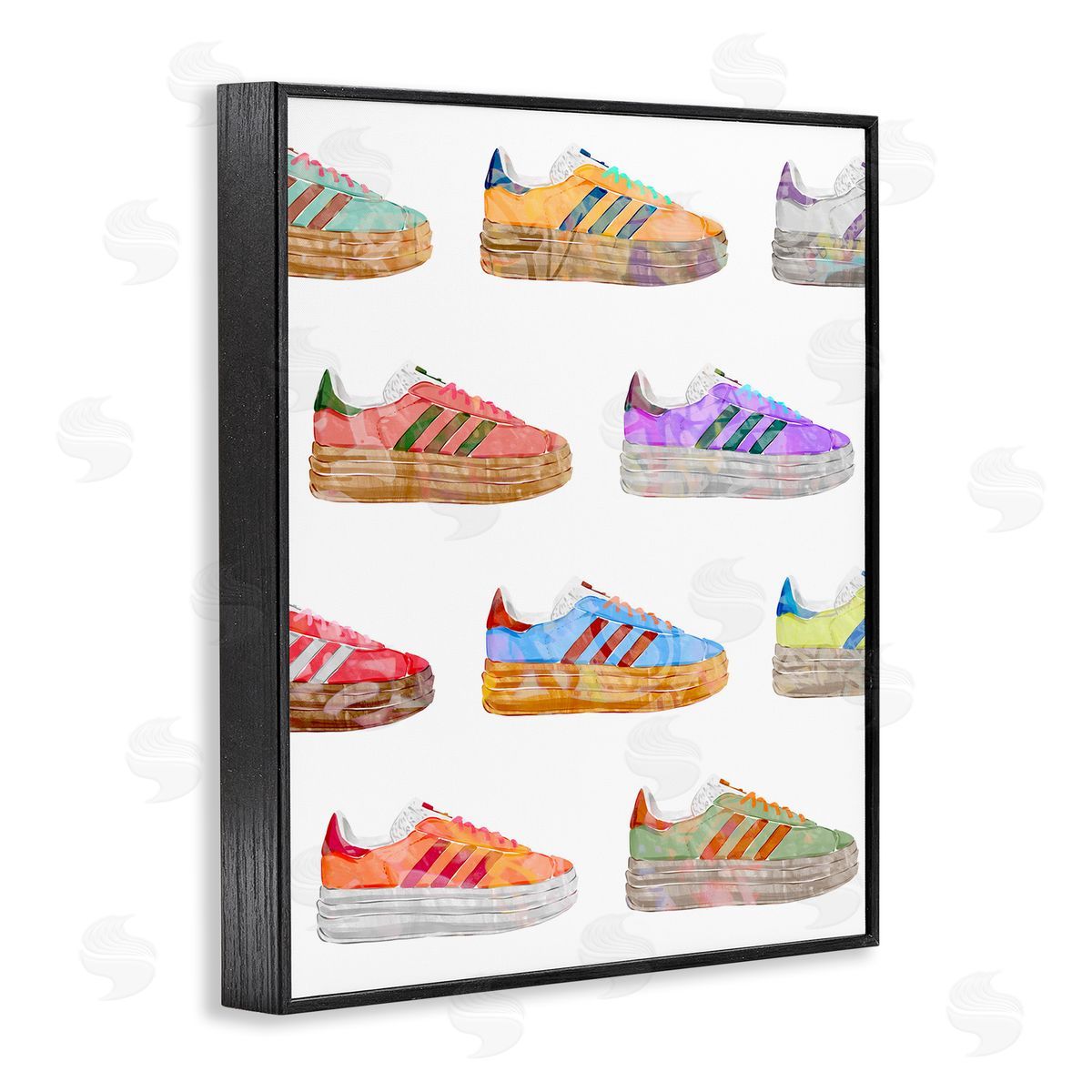 Various Striped Sneakers Black Frame Print Wall Art, Home Decor by Ziwei Li
