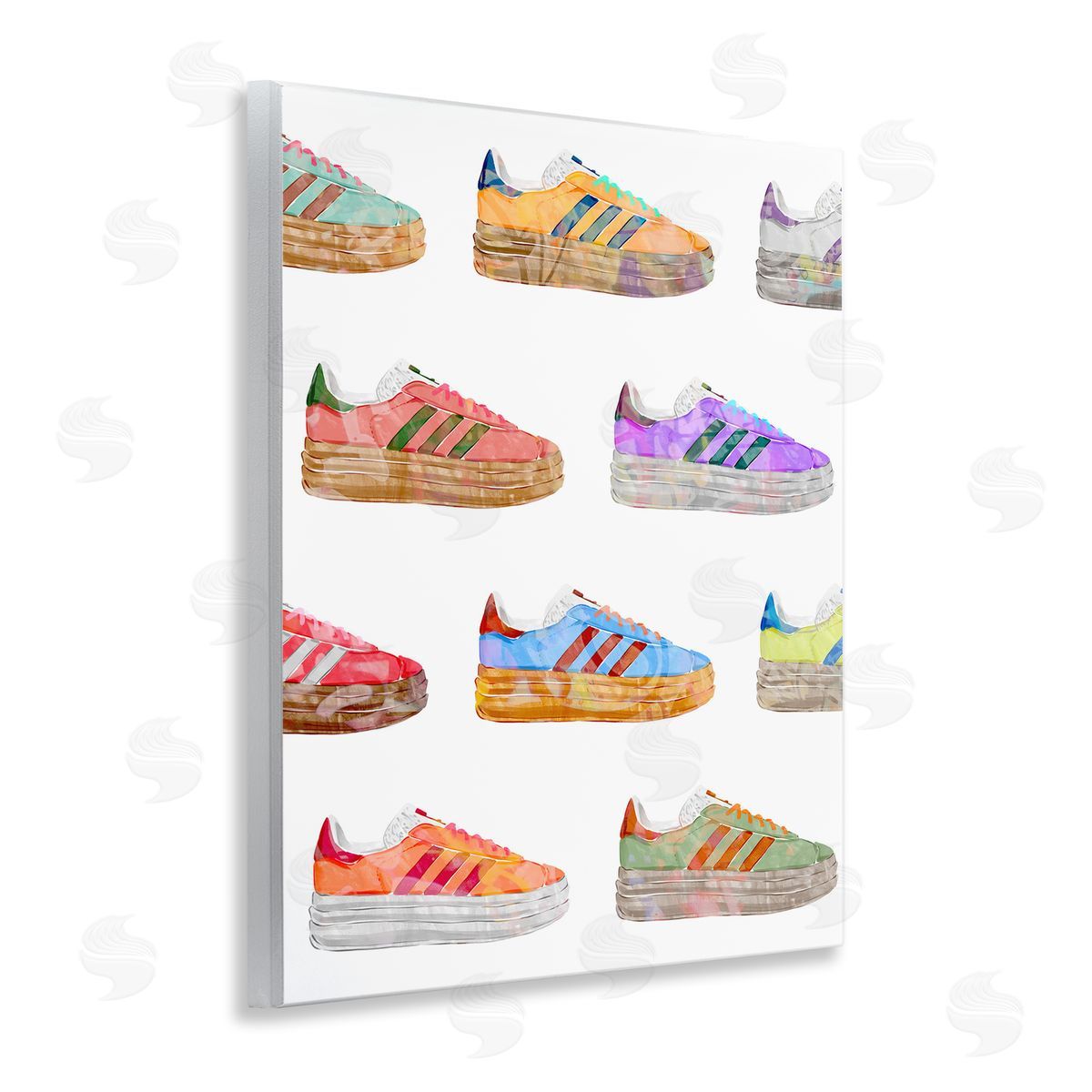 Various Striped Sneakers Wood Plaque Wall Art, Home Decor by Ziwei Li