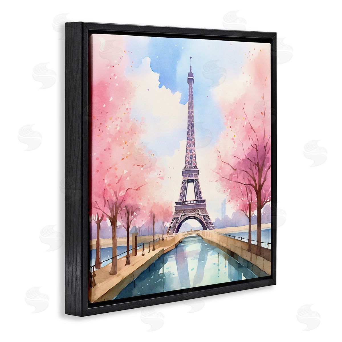 Paris Rendezvous Scene Black Floating Frame Canvas Wall Art, Home Decor by Andrea Haase
