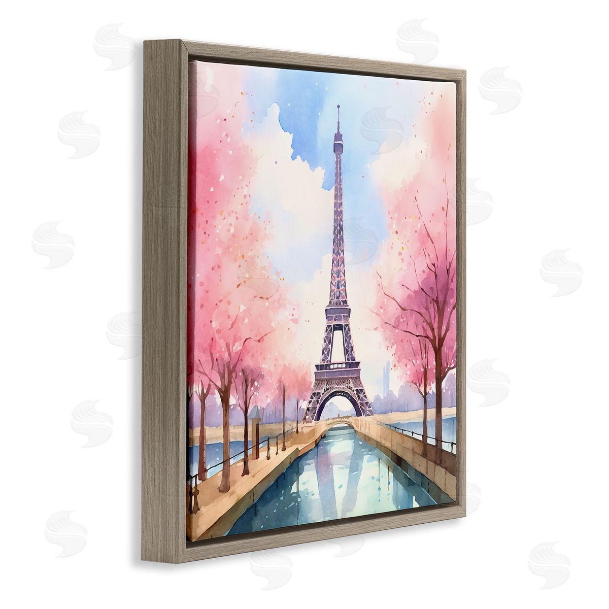 Paris Rendezvous Scene Brown Floating Frame Canvas Wall Art, Home Decor by Andrea Haase