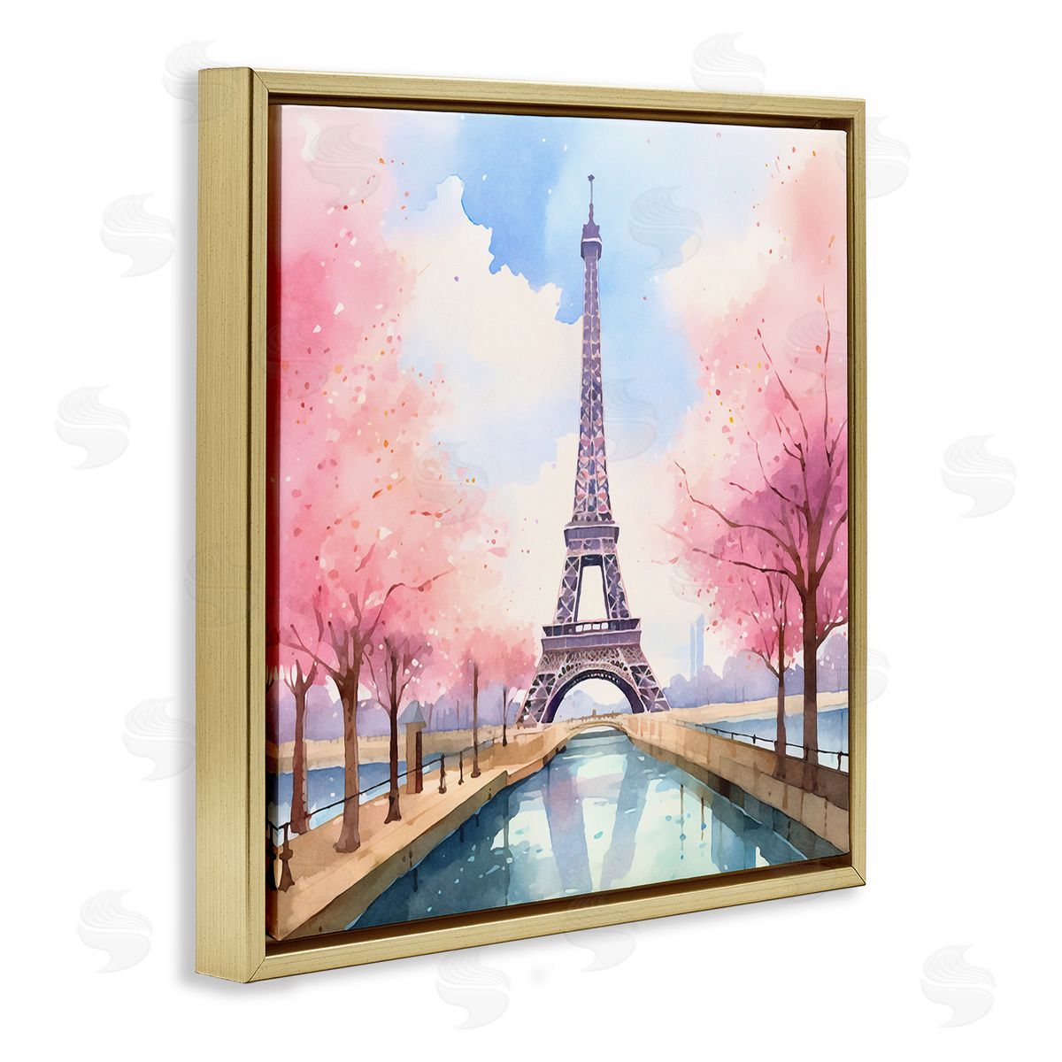 Paris Rendezvous Scene Gold Floating Frame Canvas Wall Art, Home Decor by Andrea Haase
