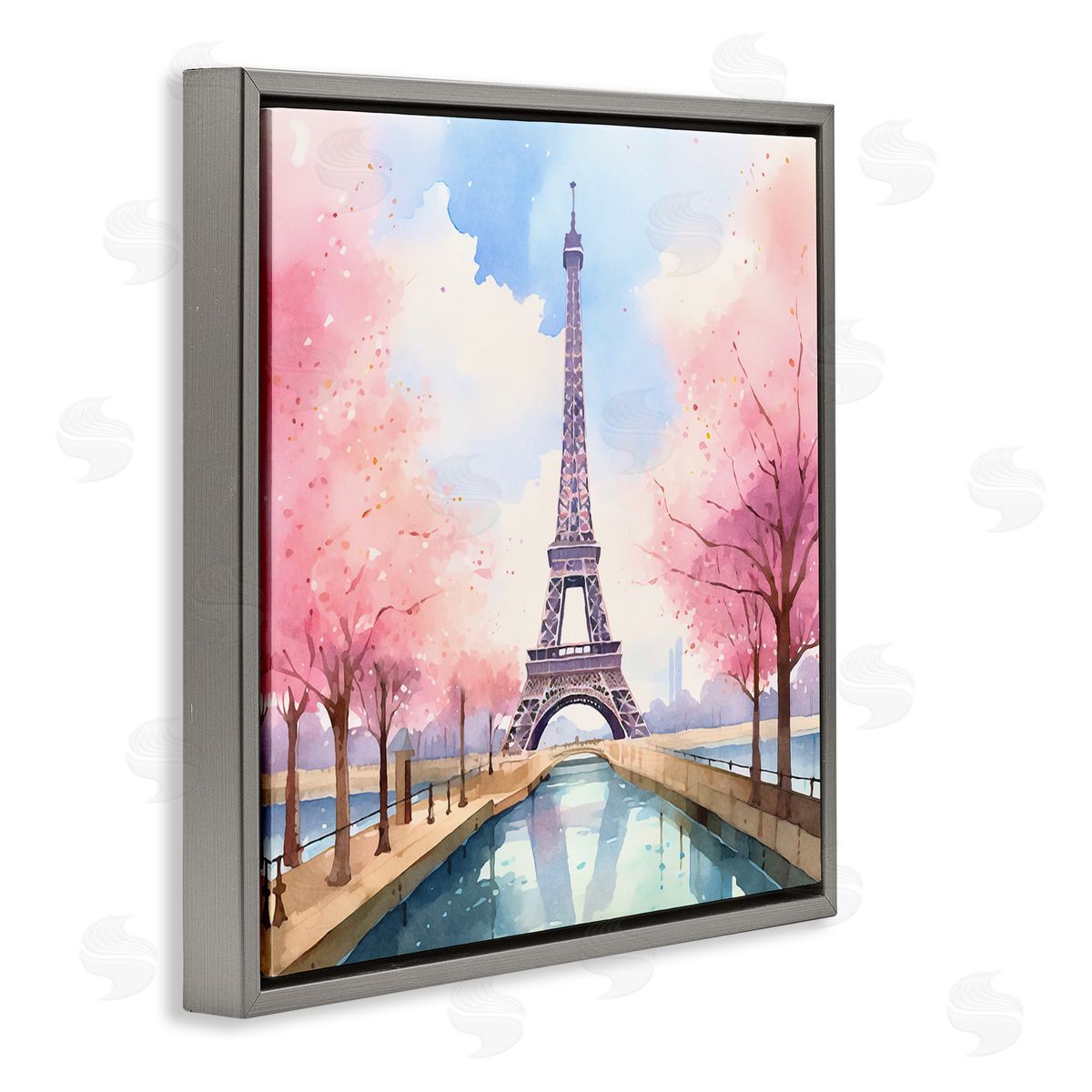 Paris Rendezvous Scene Grey Floating Frame Canvas Wall Art, Home Decor by Andrea Haase