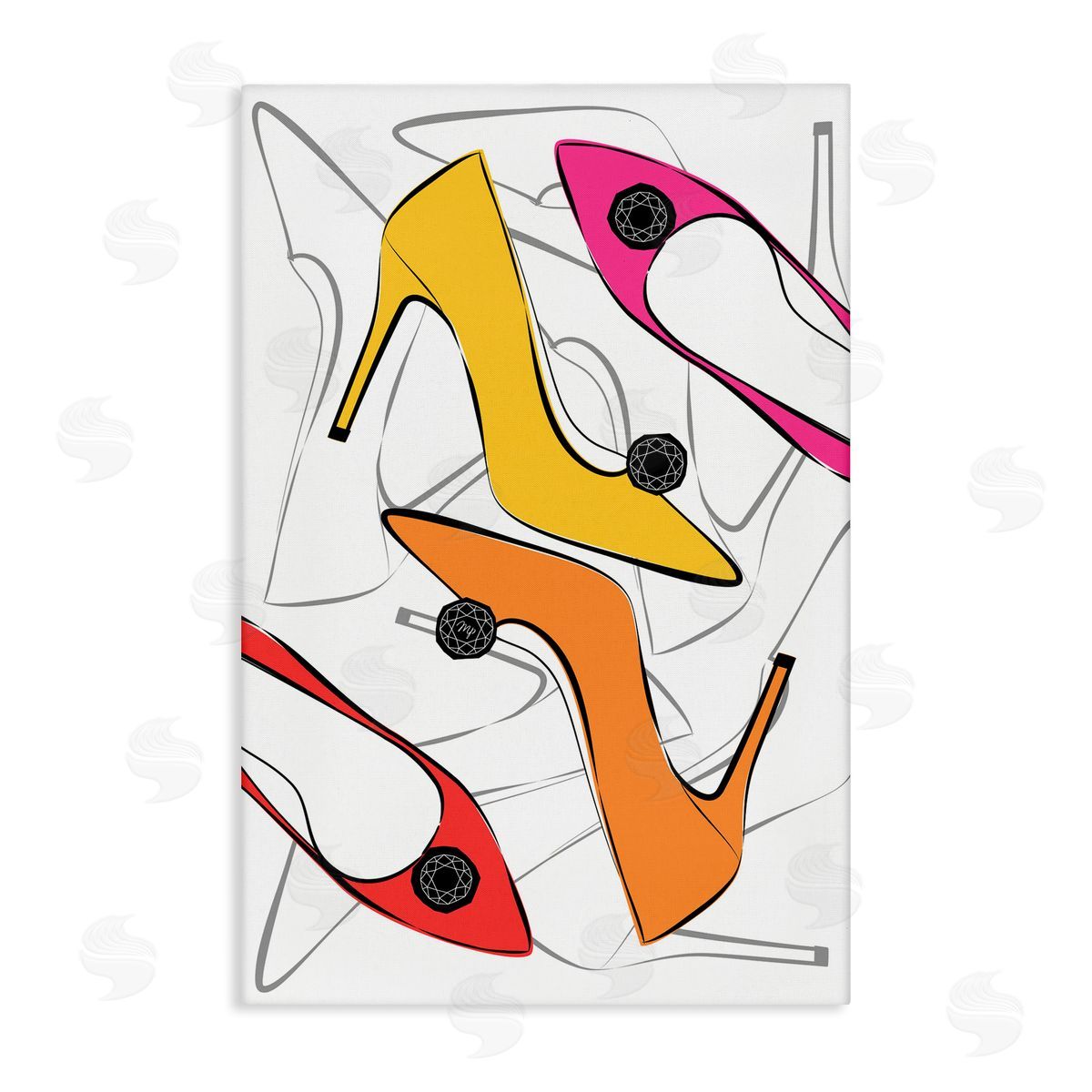 Bright Happy Heels Canvas Wall Art, Home Decor by Martina Pavlova