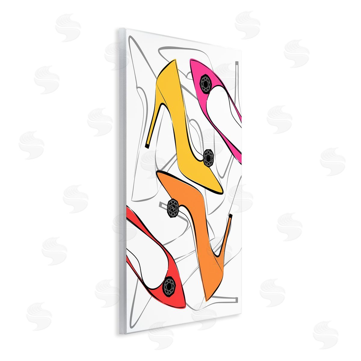 Bright Happy Heels Wood Plaque Wall Art, Home Decor by Martina Pavlova