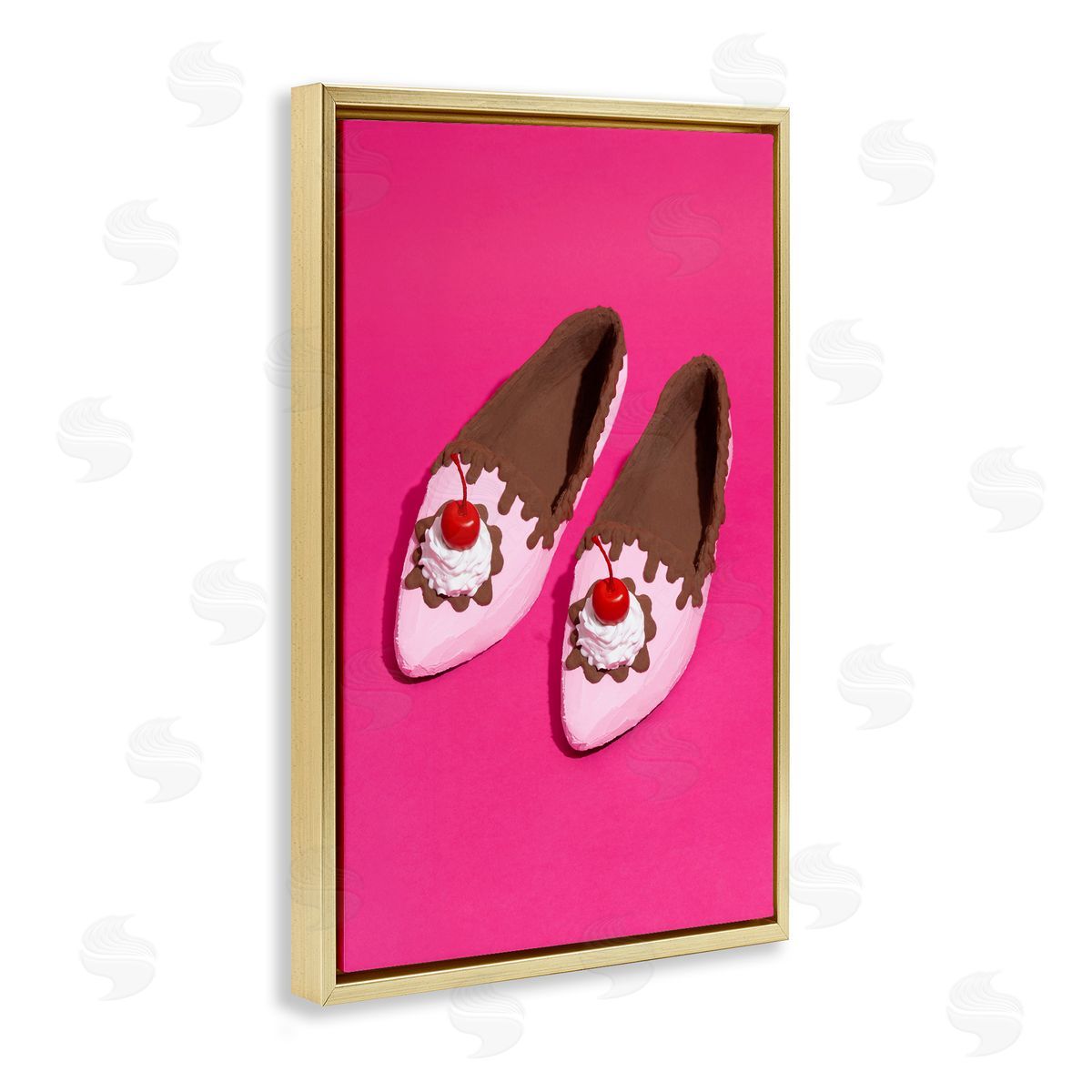 Glam Dessert Shoes Gold Floating Frame Canvas Wall Art, Home Decor by LISH Creative
