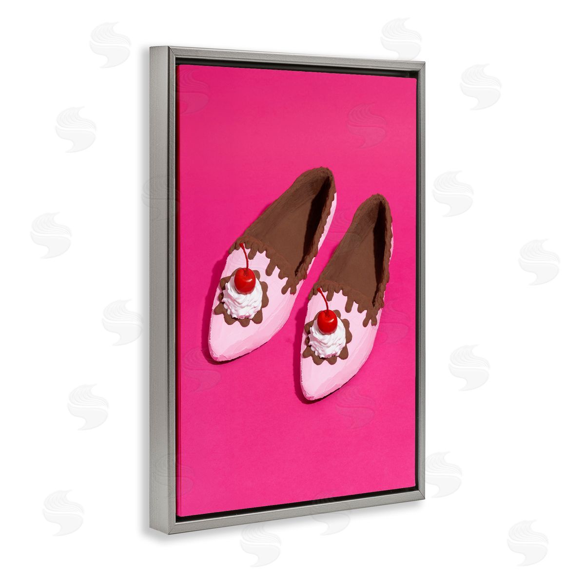 Glam Dessert Shoes Grey Floating Frame Canvas Wall Art, Home Decor by LISH Creative