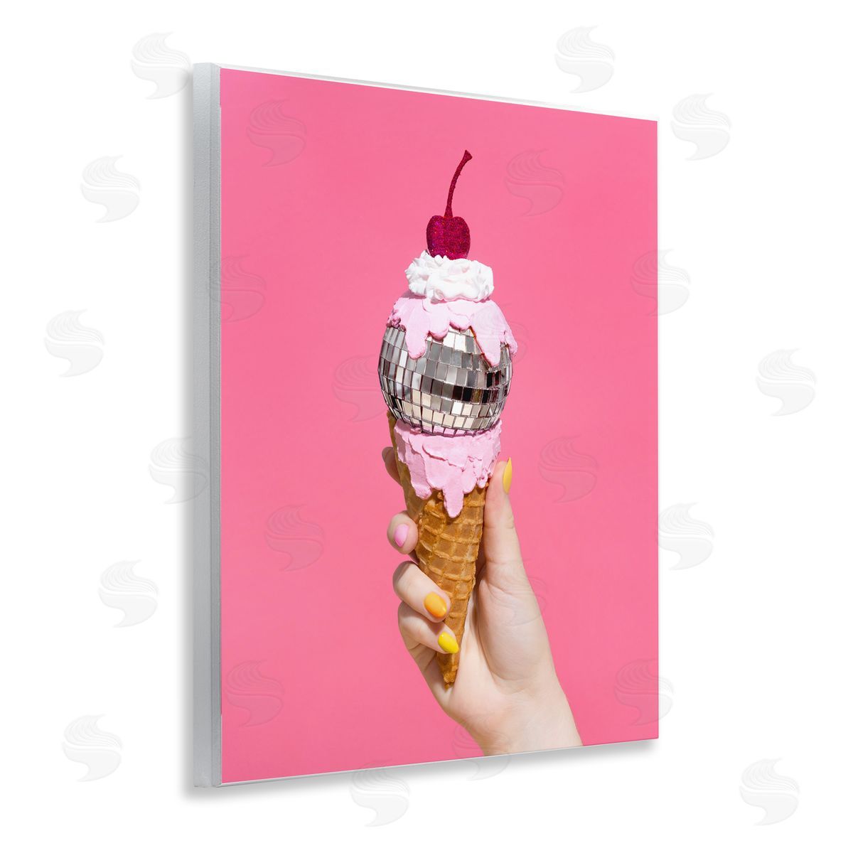 Glam Disco Ice Cream Wood Plaque Wall Art, Home Decor by LISH Creative