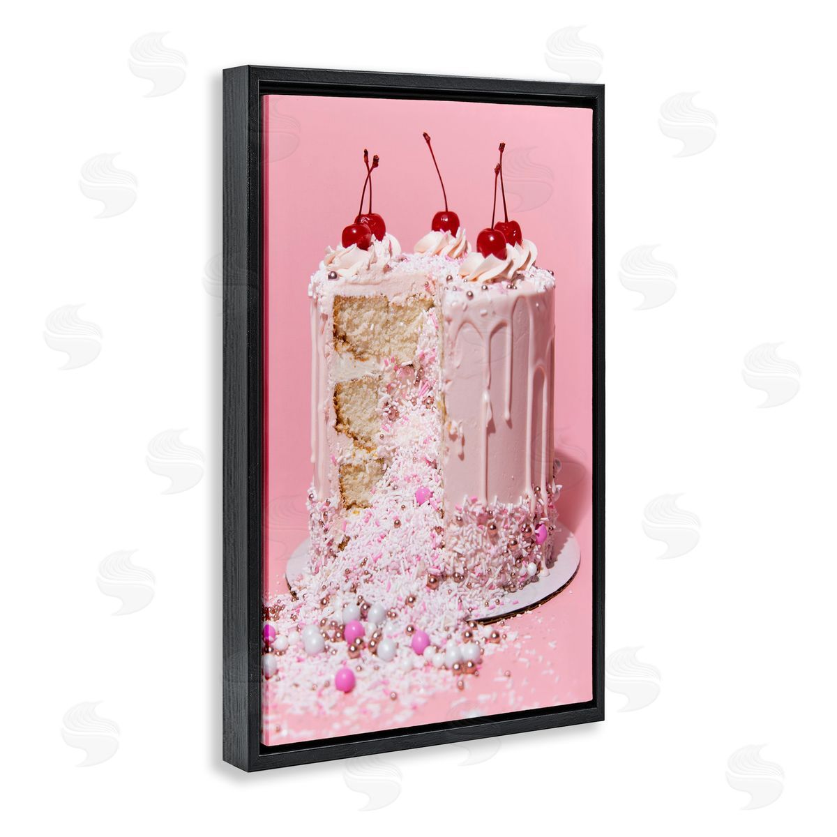 Glam Gemstone Cake Black Floating Frame Canvas Wall Art, Home Decor by LISH Creative