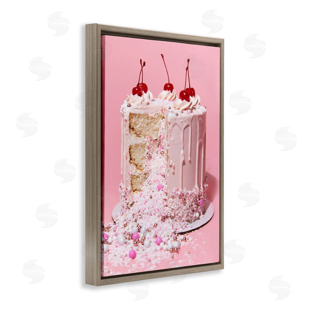 Glam Gemstone Cake Brown Floating Frame Canvas Wall Art, Home Decor by LISH Creative