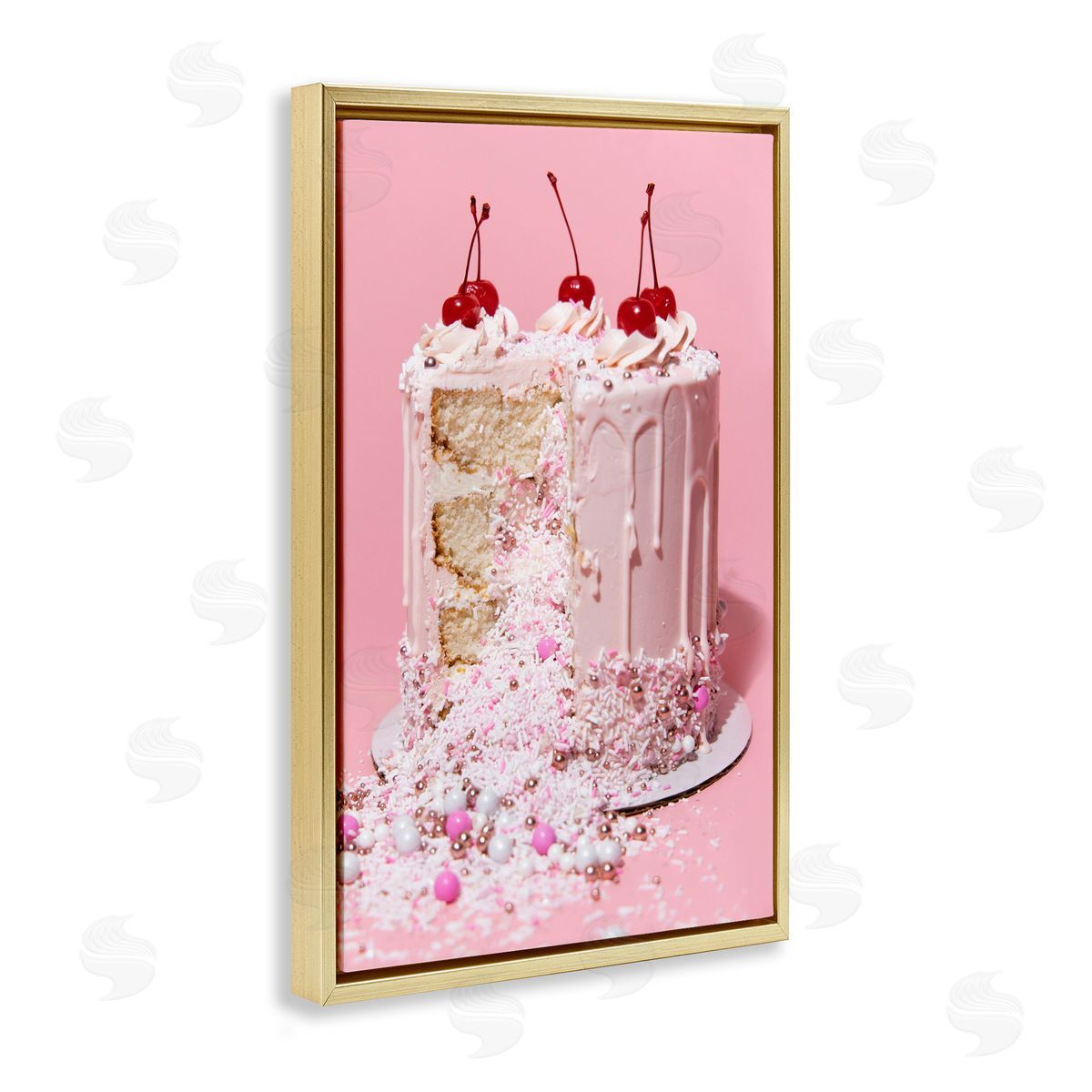 Glam Gemstone Cake Gold Floating Frame Canvas Wall Art, Home Decor by LISH Creative