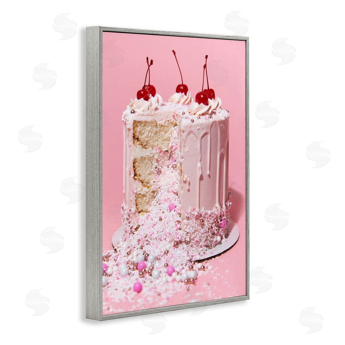 Glam Gemstone Cake Grey Frame Print Wall Art, Home Decor by LISH Creative