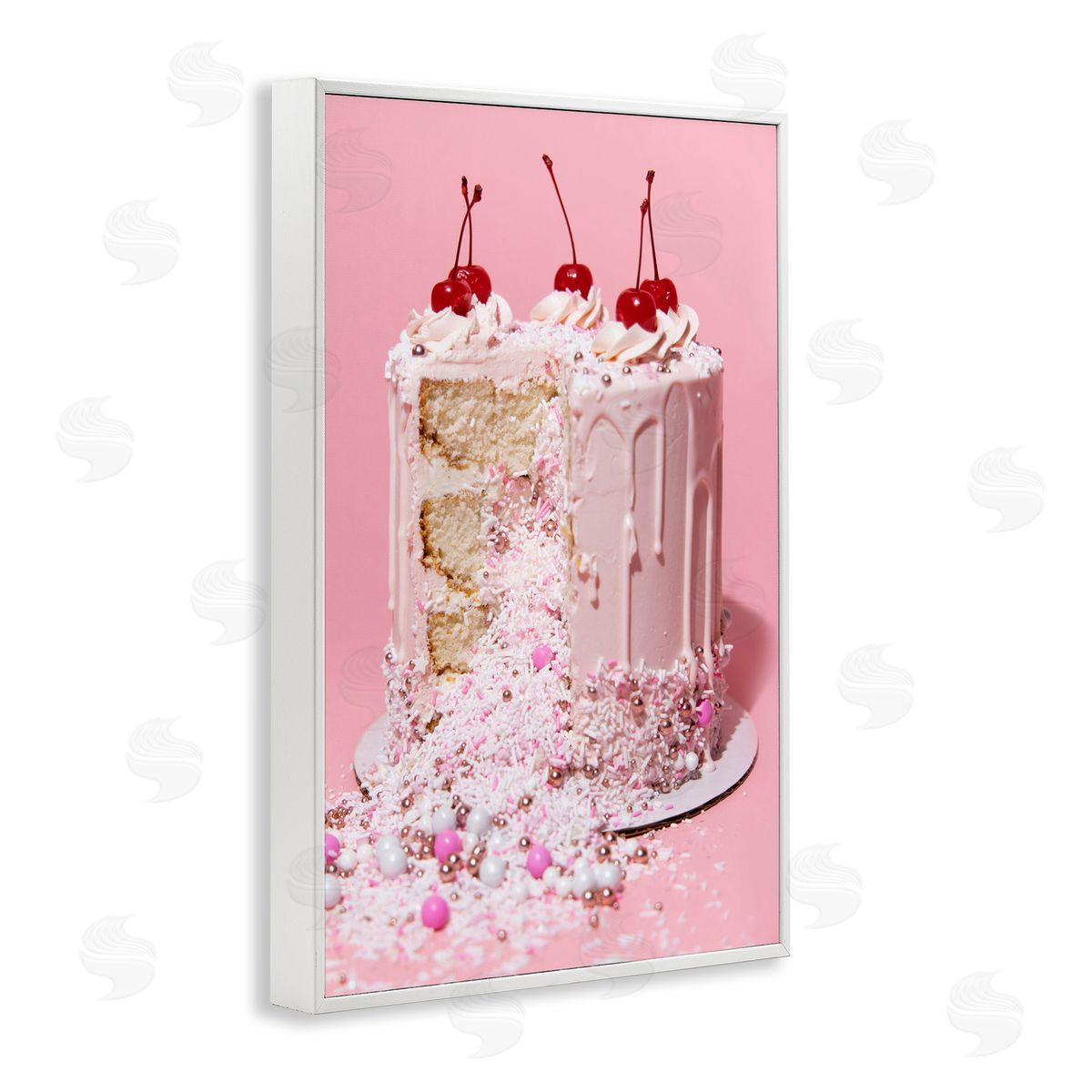 Glam Gemstone Cake White Frame Print Wall Art, Home Decor by LISH Creative