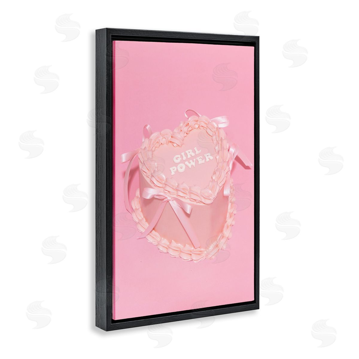 Pink Girl Power Cake Black Floating Frame Canvas Wall Art, Home Decor by LISH Creative