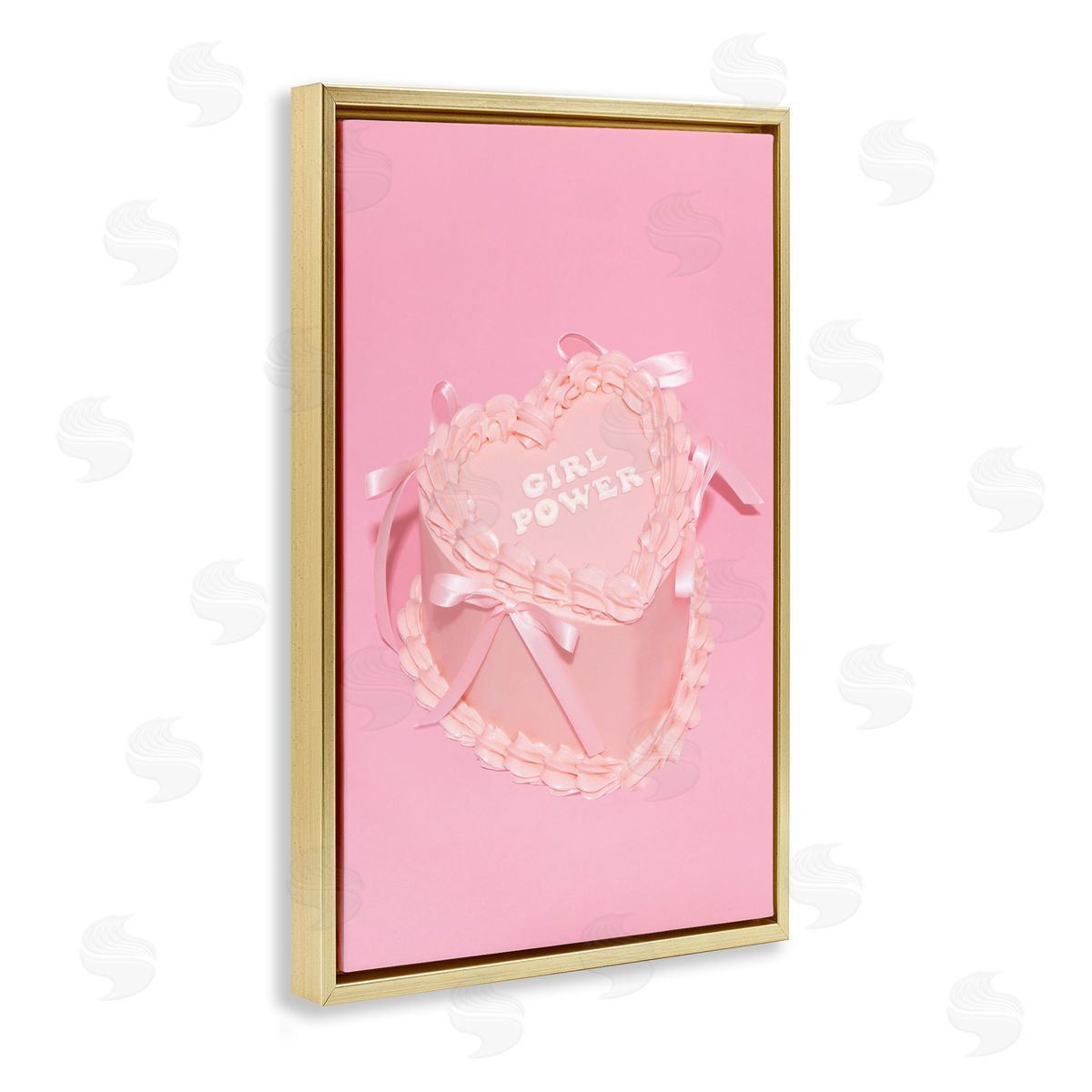 Pink Girl Power Cake Gold Floating Frame Canvas Wall Art, Home Decor by LISH Creative