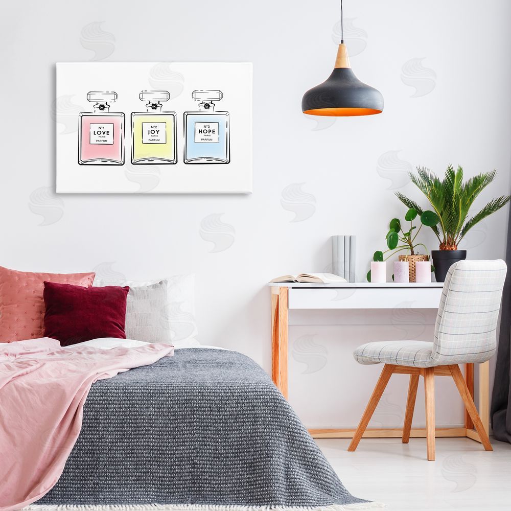 Martina Pavlova Love Hope Joy Perfumes Canvas Wall Art Print in Room