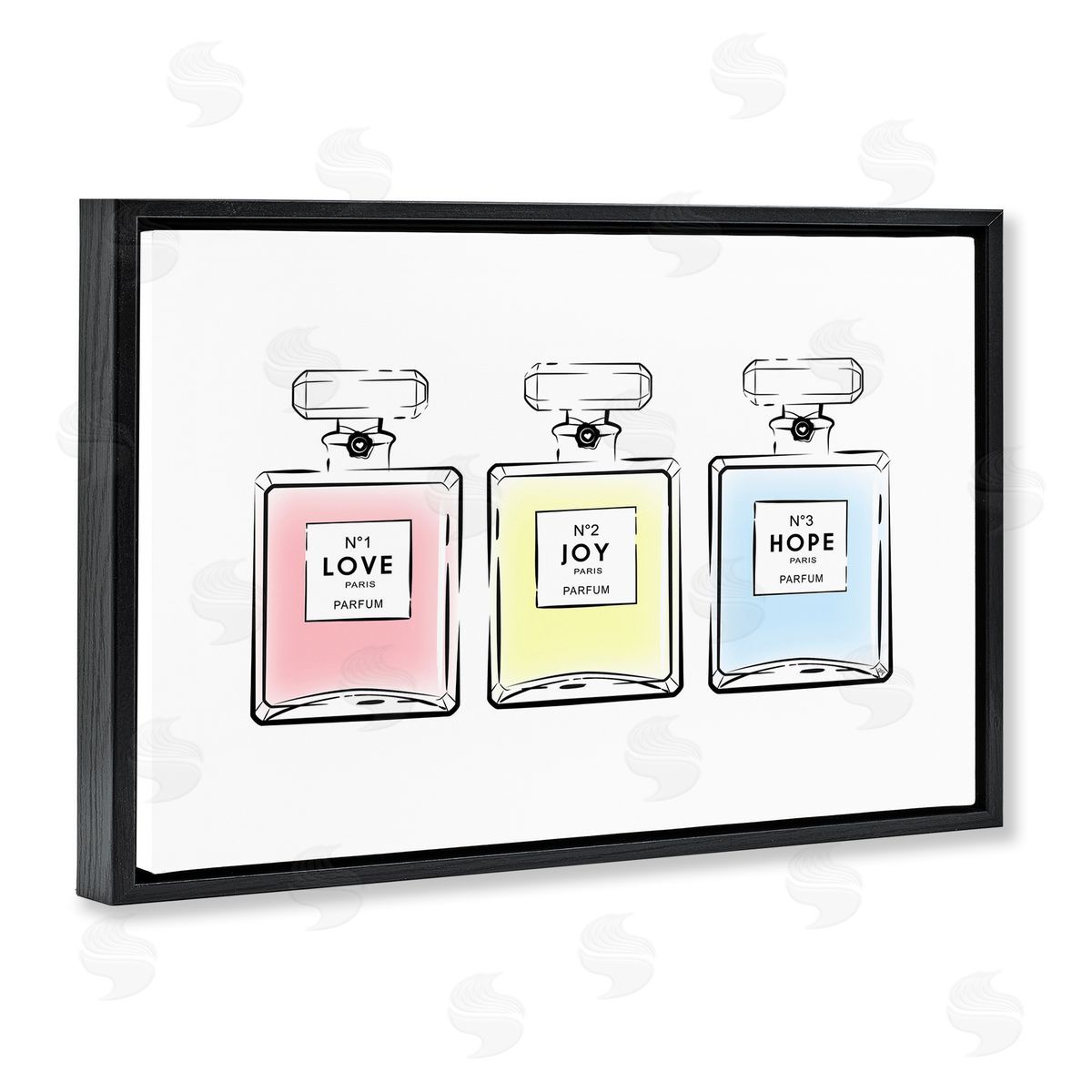 Martina Pavlova Love Hope Joy Perfumes Black Floating Frame Canvas Wall Art Print