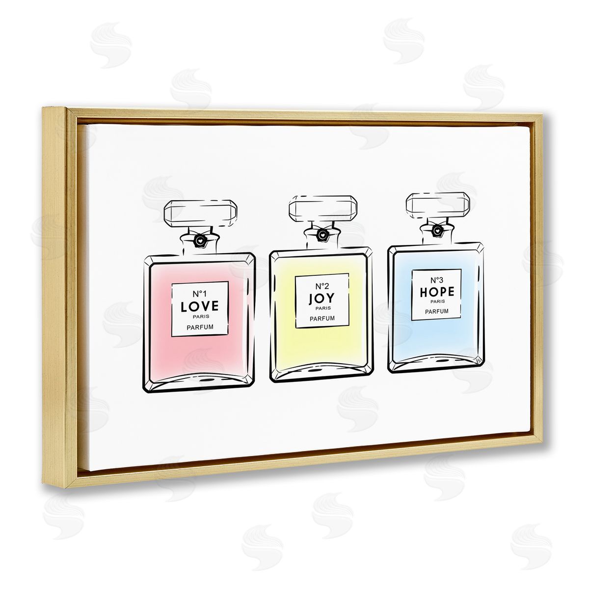 Martina Pavlova Love Hope Joy Perfumes Gold Floating Frame Canvas Wall Art Print