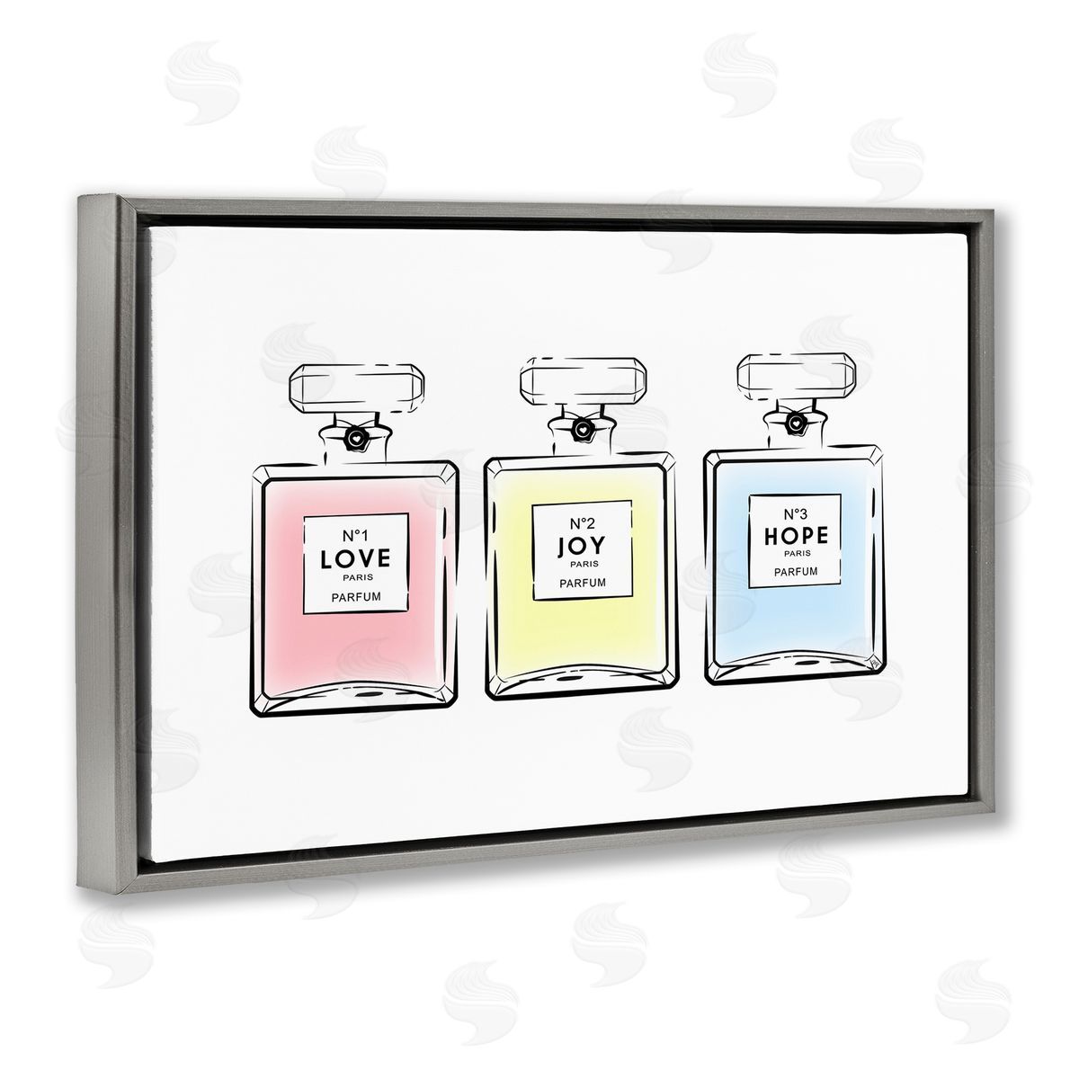 Martina Pavlova Love Hope Joy Perfumes Gray Floating Frame Canvas Wall Art Print