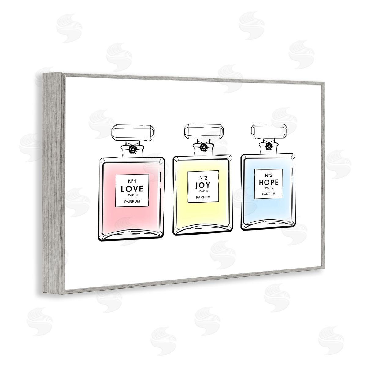 Martina Pavlova Love Hope Joy Perfumes Gray Framed Giclee Wall Art Print