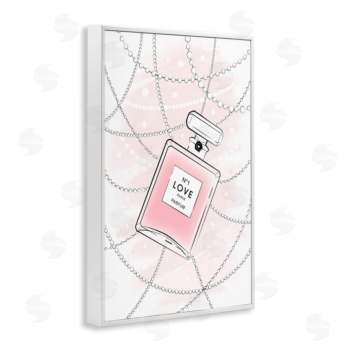 Love Perfume and Pearls White Frame Print Wall Art, Home Decor by Martina Pavlova