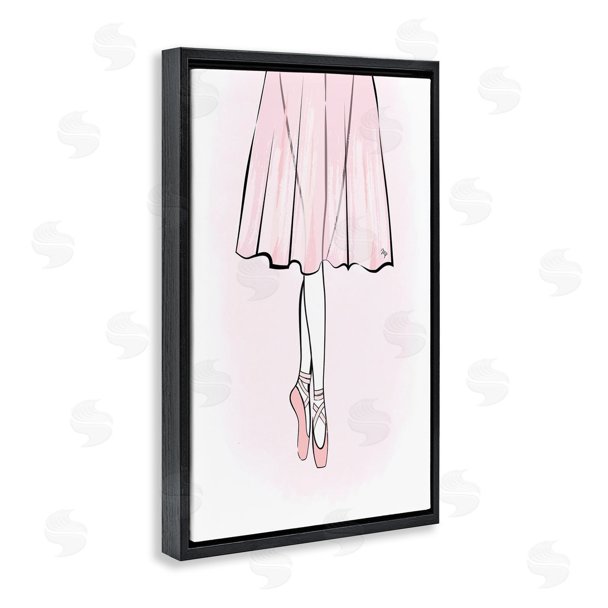 Dress and Ballet Shoes Black Floating Frame Canvas Wall Art, Home Decor by Martina Pavlova