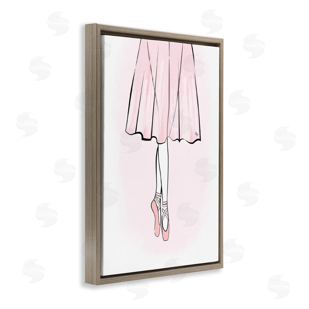 Dress and Ballet Shoes Brown Floating Frame Canvas Wall Art, Home Decor by Martina Pavlova