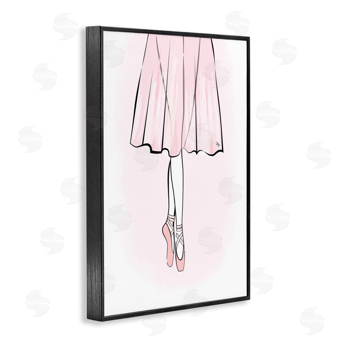 Dress and Ballet Shoes Black Frame Print Wall Art, Home Decor by Martina Pavlova