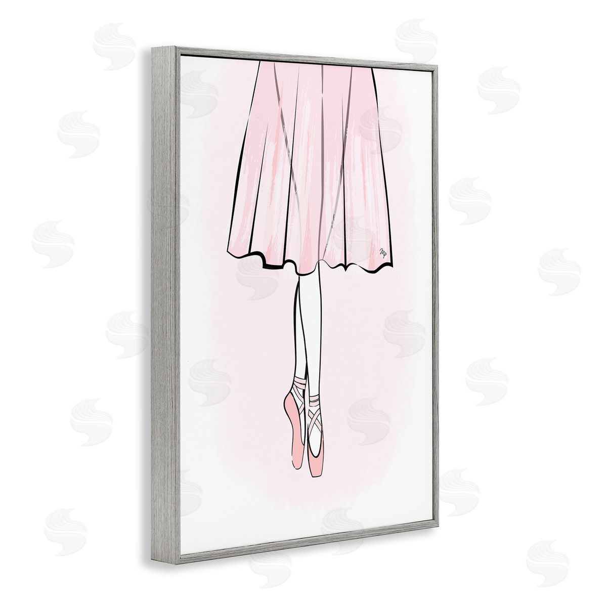 Dress and Ballet Shoes Grey Frame Print Wall Art, Home Decor by Martina Pavlova