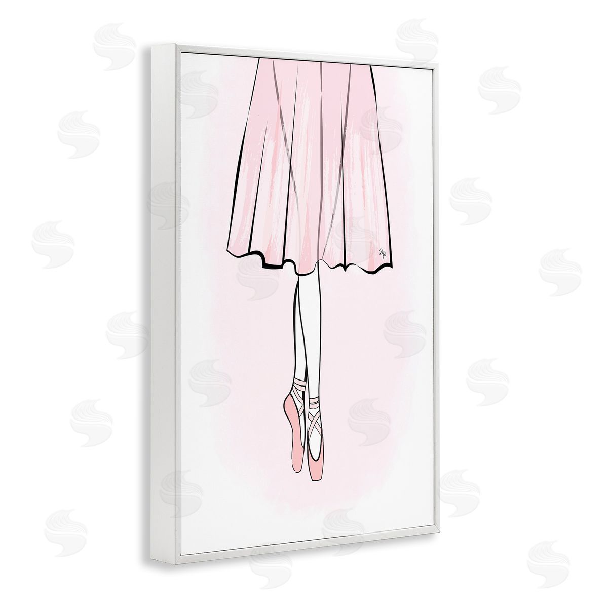 Dress and Ballet Shoes White Frame Print Wall Art, Home Decor by Martina Pavlova
