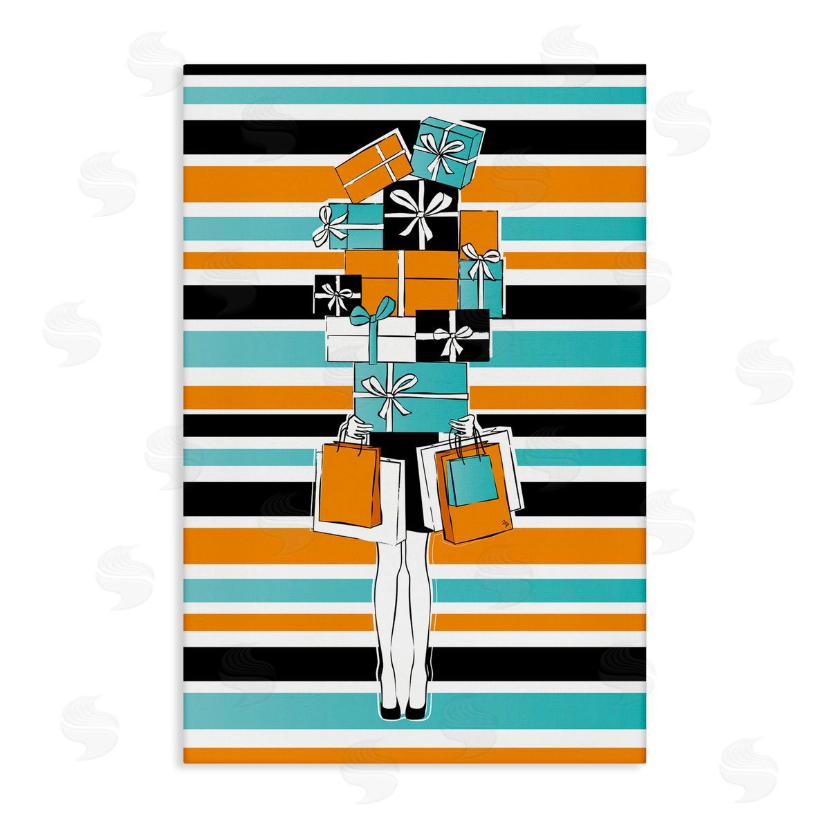 Stacked Shopping Boxes Canvas Wall Art, Home Decor by Martina Pavlova