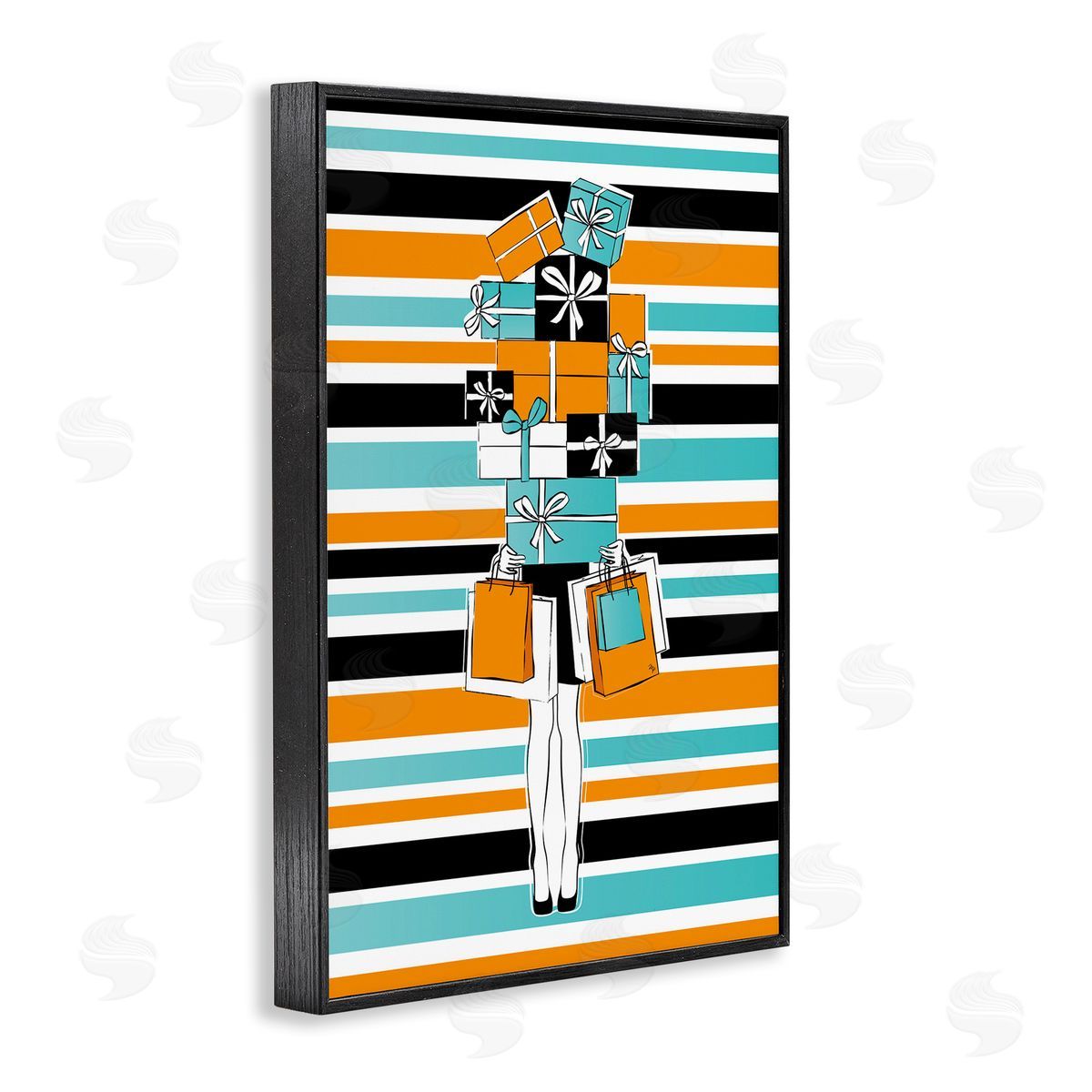 Stacked Shopping Boxes Black Frame Print Wall Art, Home Decor by Martina Pavlova